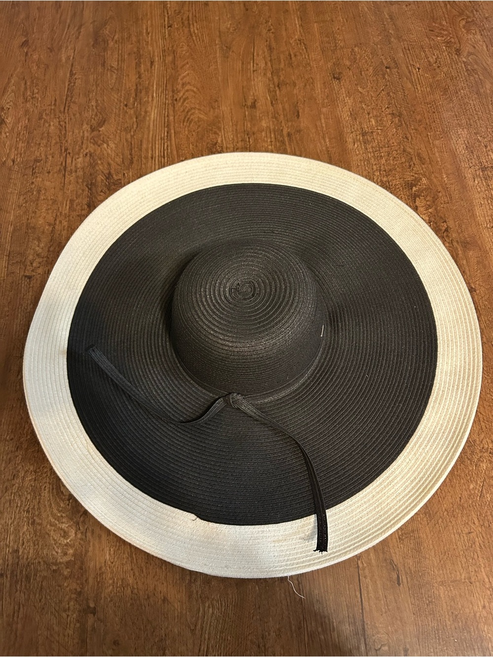 HBY Women’s Oversized Floppy Sun Hat Black Ivory Wide Brim Beach Resort - Picture 3 of 4
